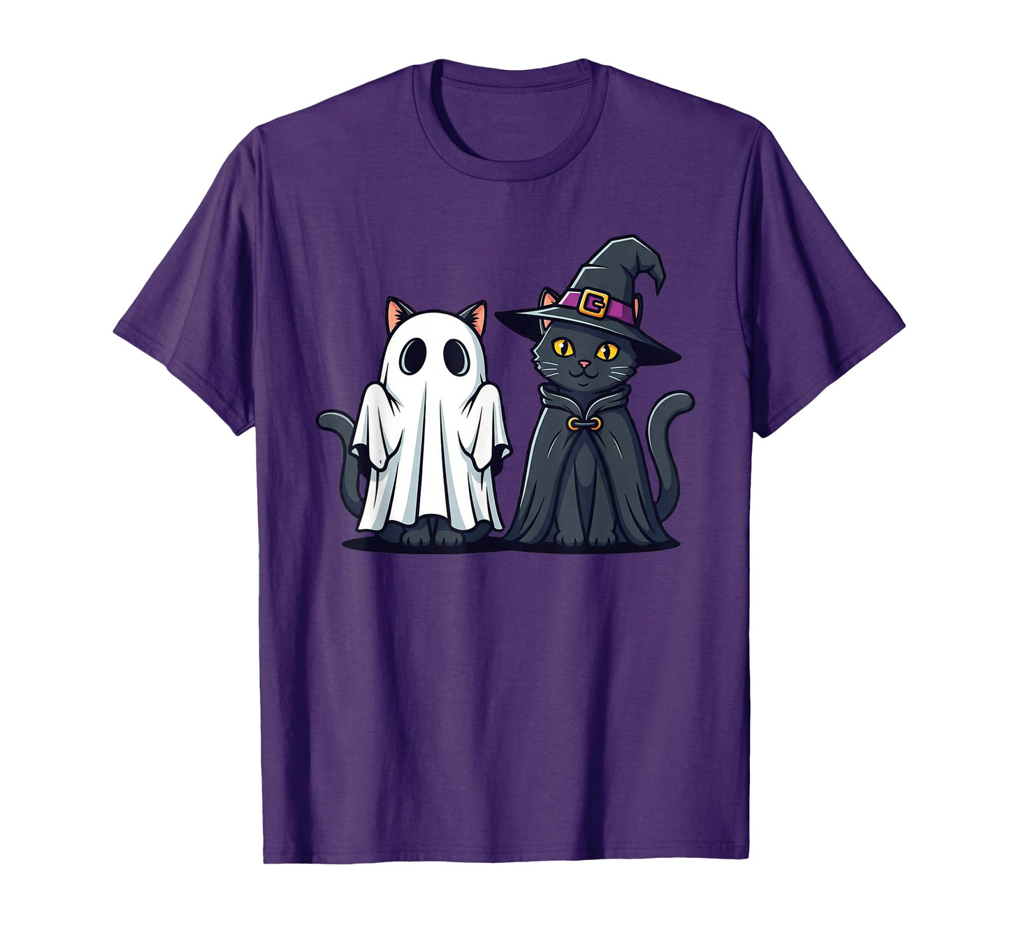 Black Cat Ghost Witch Cute Halloween Spooky Costume Women T-Shirt