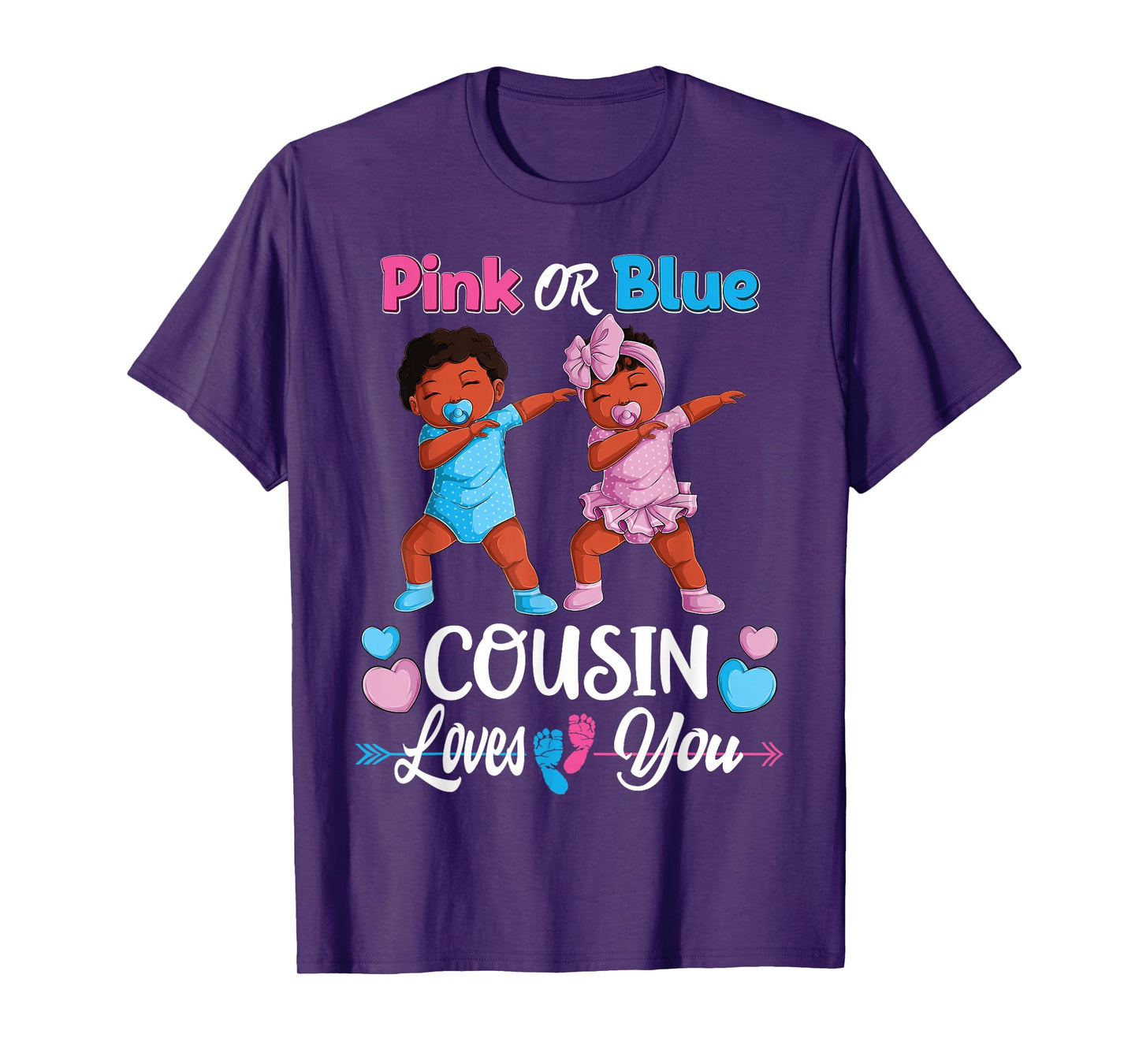 Pink Or Blue Cousin Loves You Black Baby Gender Reveal Party T-Shirt