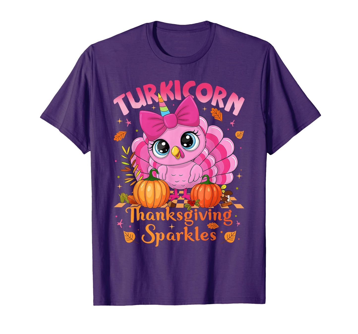 Cute Unicorn Turkey Turkicorn Girl Kids Funny Thanksgiving T-Shirt