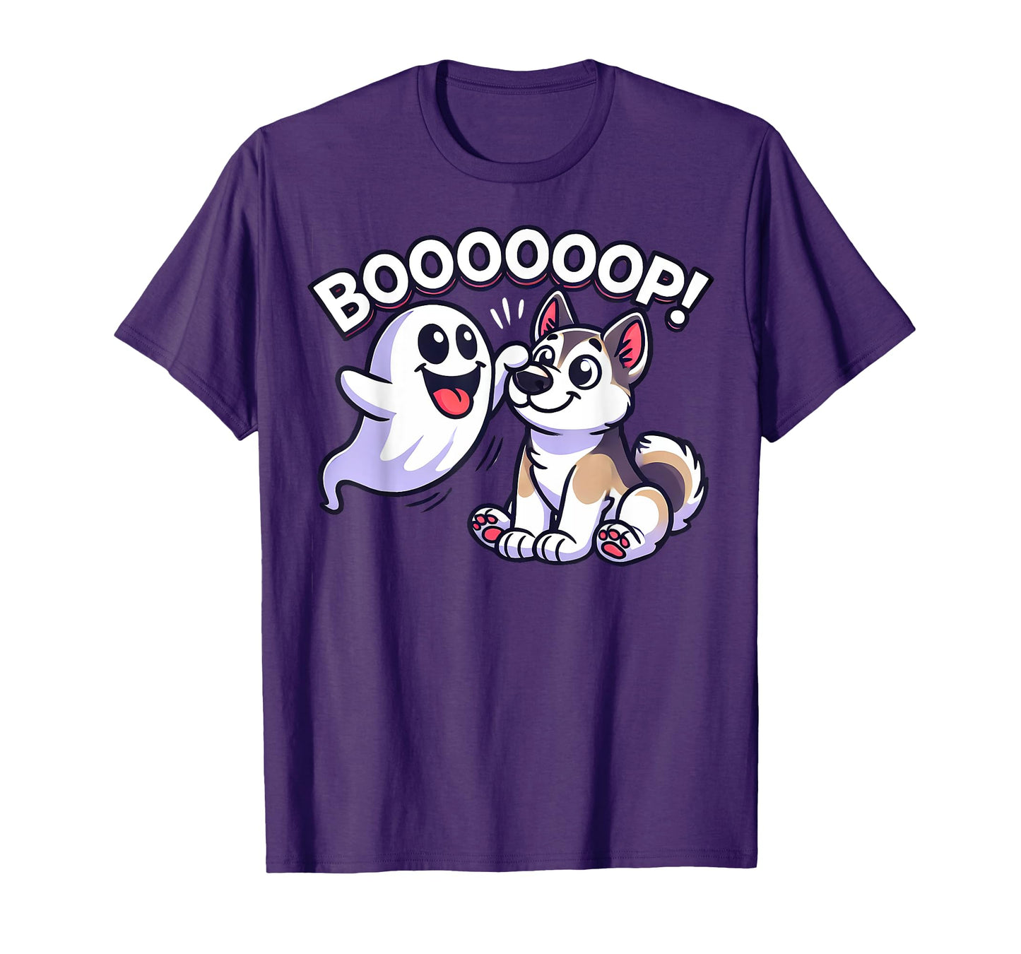 Funny Halloween Ghost Husky Dog Boop Silly Puppy Humor T-Shirt