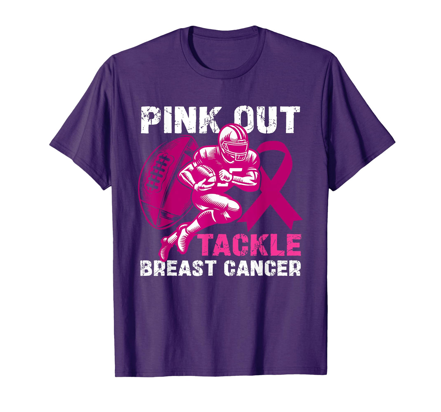 Pink Out Tackle Breast Cancer Awareness Football Players T-Shirt
