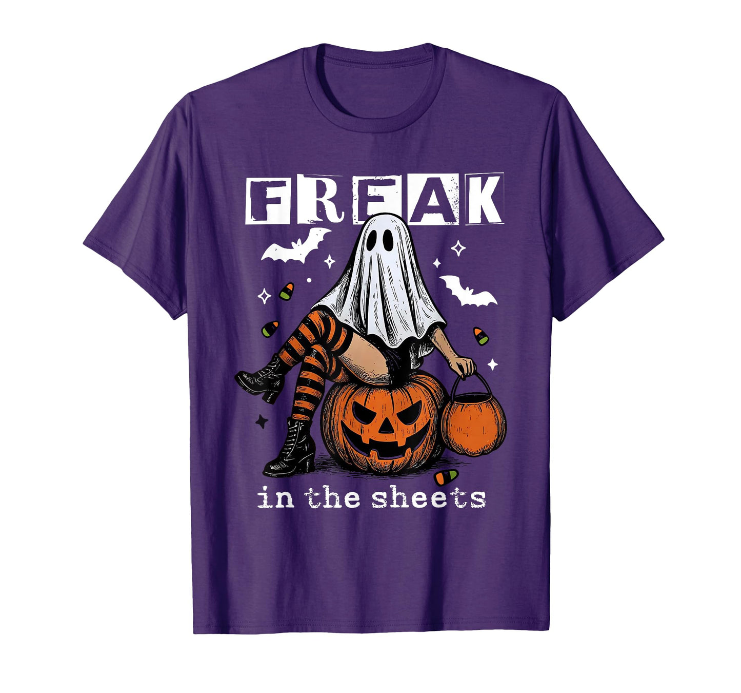 Retro Freak in The Sheets Boo Ghost Dark Humor Halloween T-Shirt