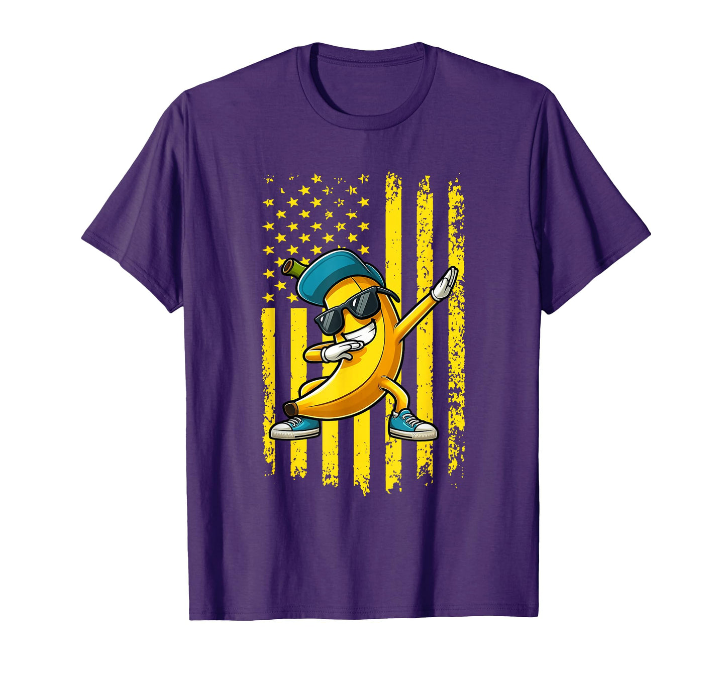 Patriotic Dabbing Banana American Flag 4th of July Boys Kids T-Shirt