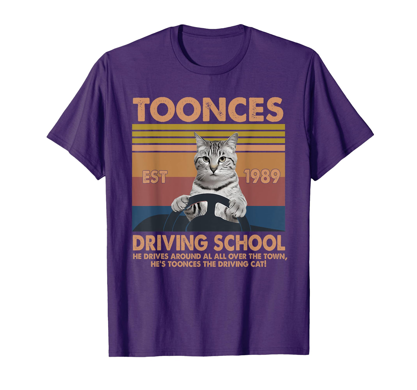 Toonces Driving School Est. 1989 The Driving Cat Retro T-Shirt