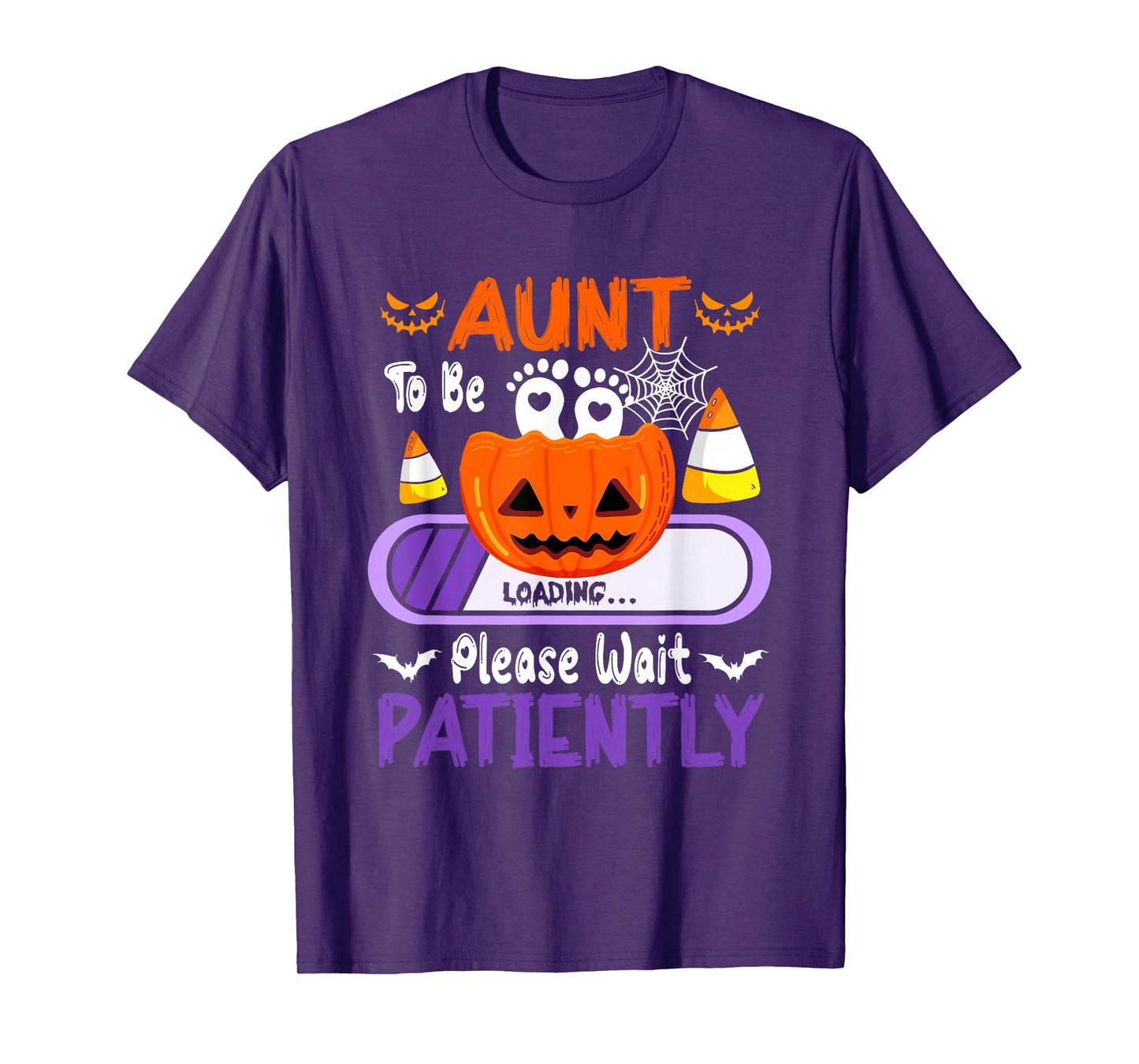 Aunt to Be Loading Halloween Pumpkin Expecting New Baby T-Shirt