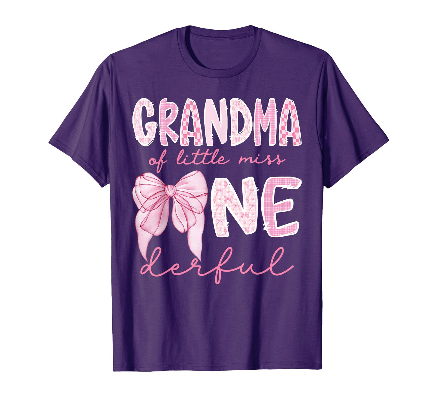 Grandma of Little Miss Onederful 1St Birthday Girl Coquette T-Shirt