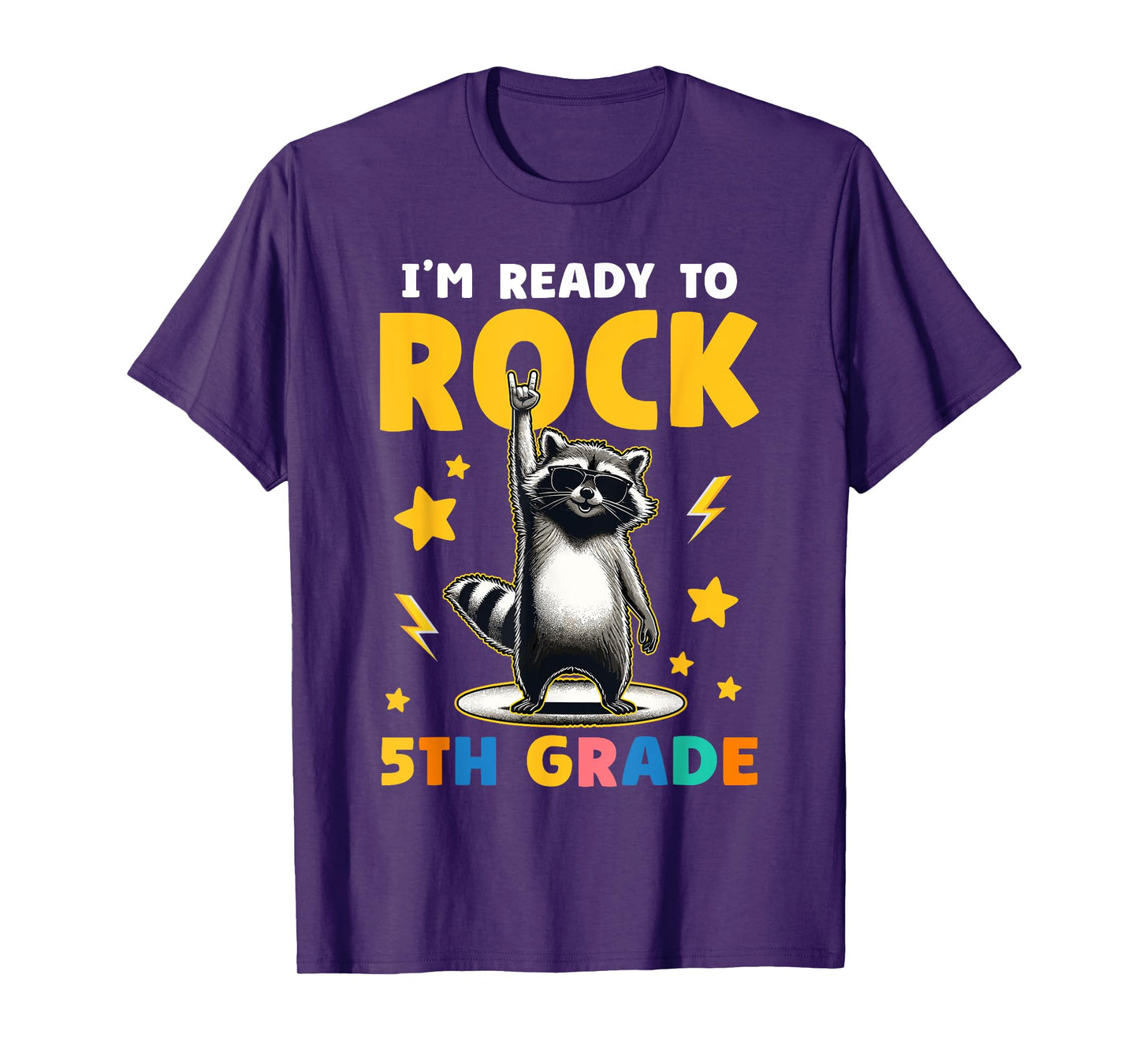 Raccoon Rock 5th Grade Boys Girls Kids Funny 5th Grade T-Shirt