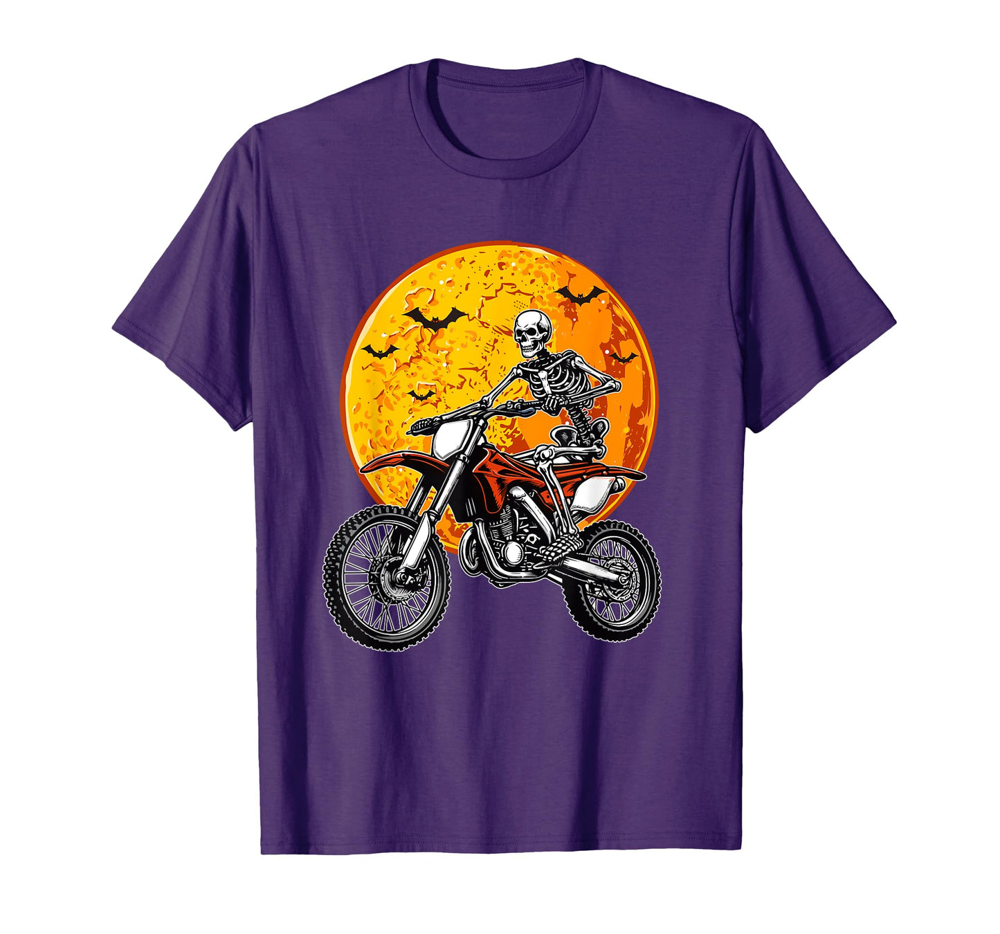 Skeleton Riding Dirt Bike Halloween Horror Costume Biker T-Shirt