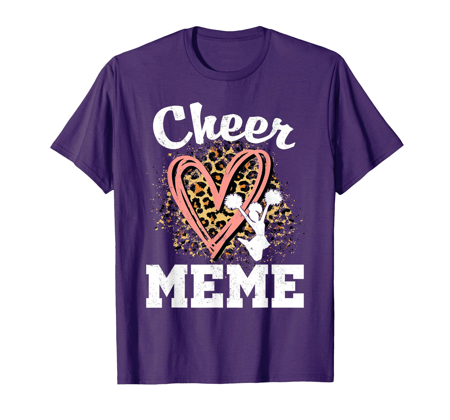 Cheer Meme Leopard Heart Cheerleader T-Shirt
