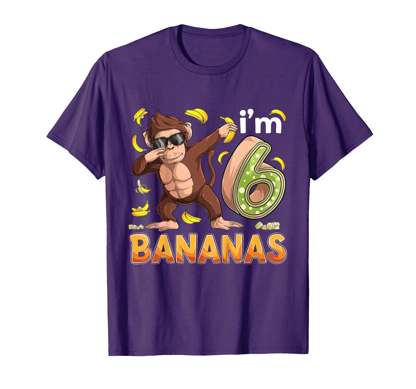 6 Year Old Monkey Birthday Safari Jungle Animal 6th B-day T-Shirt