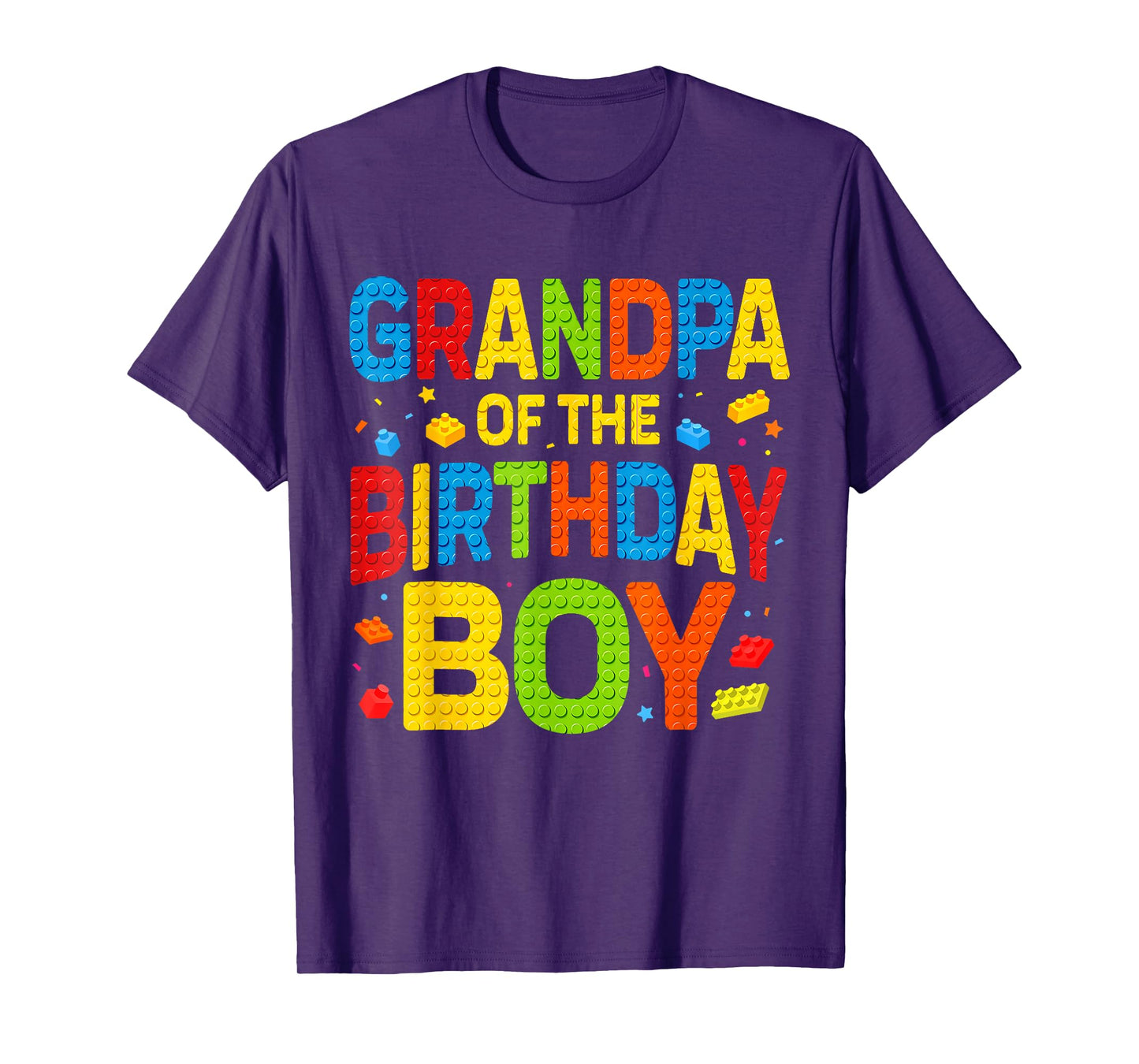 Bday Party Grandpa Of The Birthday Boy Shirt Building Block T-Shirt