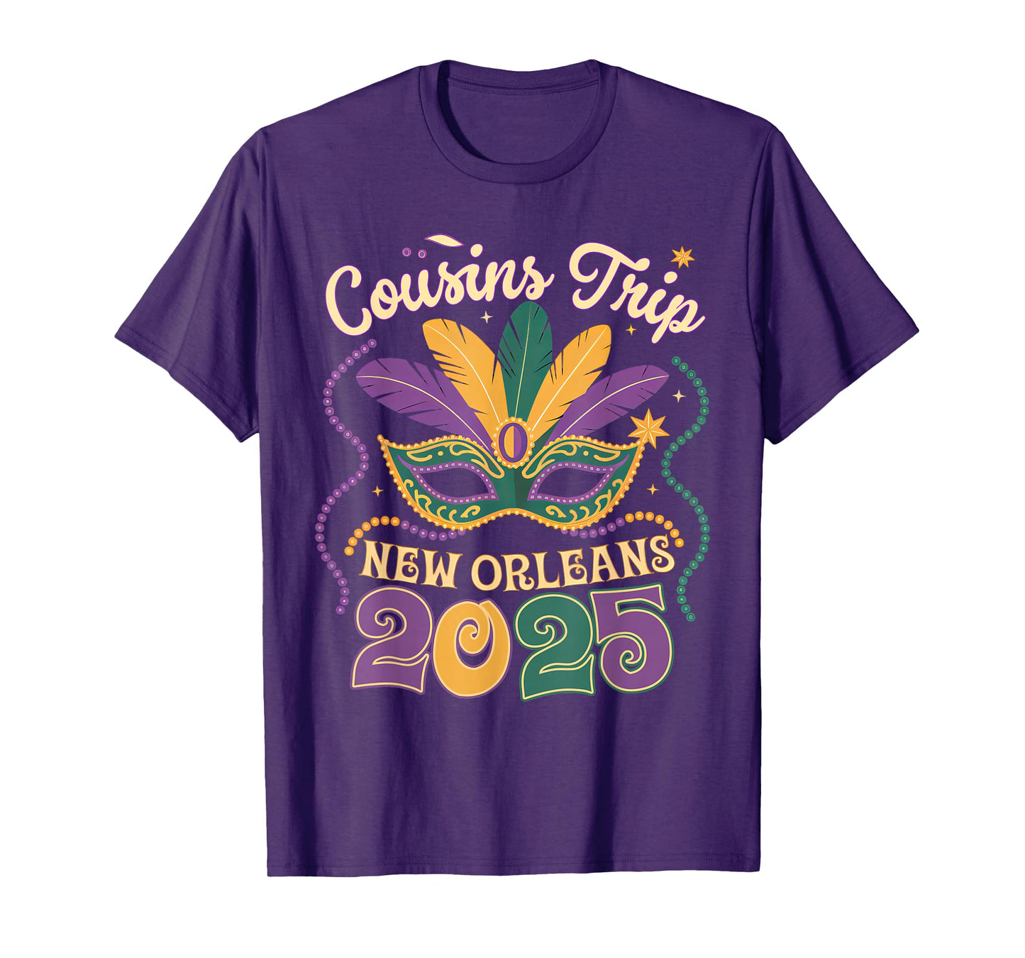 Funny Cousins Trip New Orleans 2025 Mardi Gras Masked 2025 T-Shirt