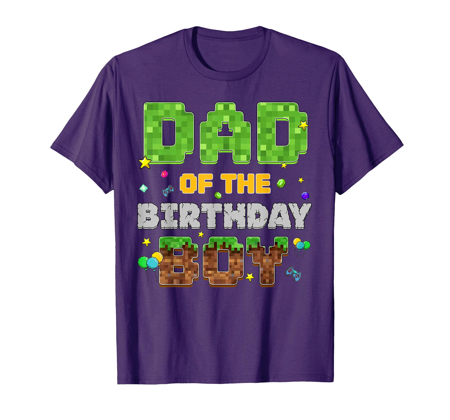 Dad Of The Birthday Boy Pixel Gamer Party Matching Family T-Shirt