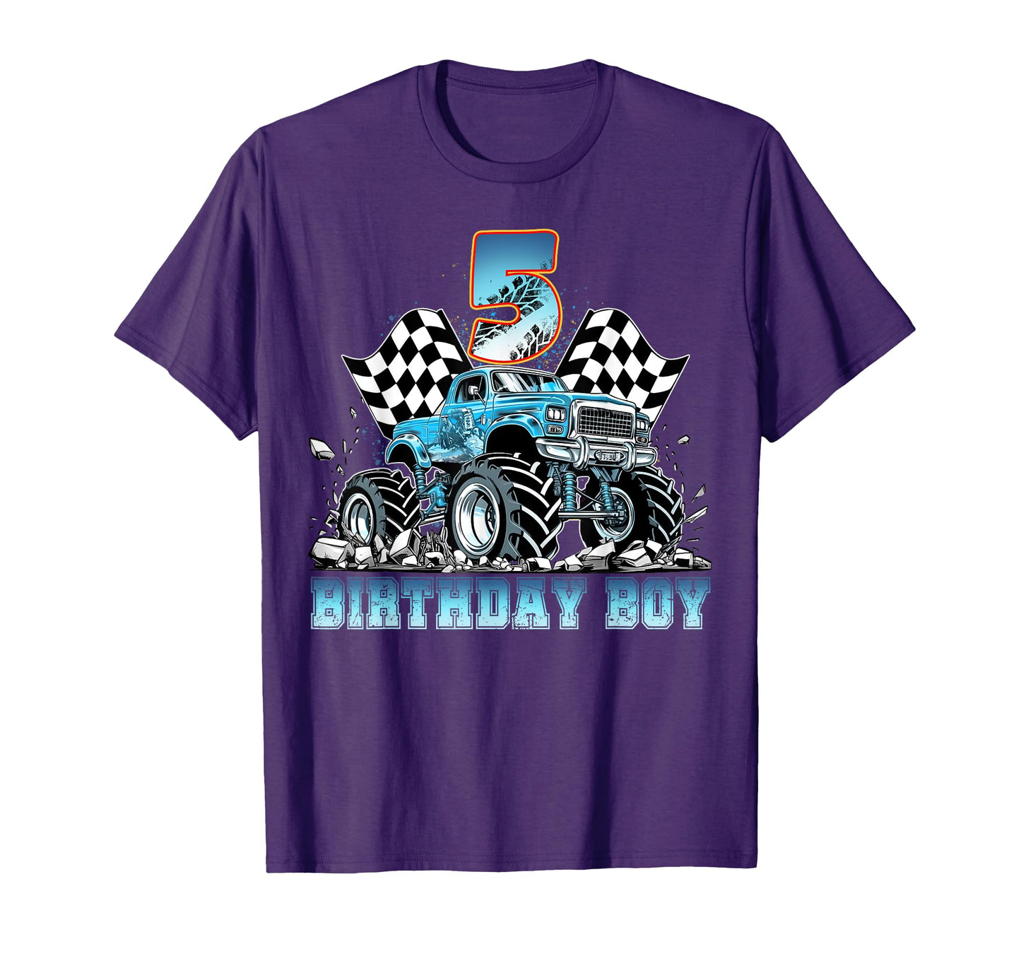Birthday Monster Truck Funny Birthday 5 year Old Boys Kids T-Shirt