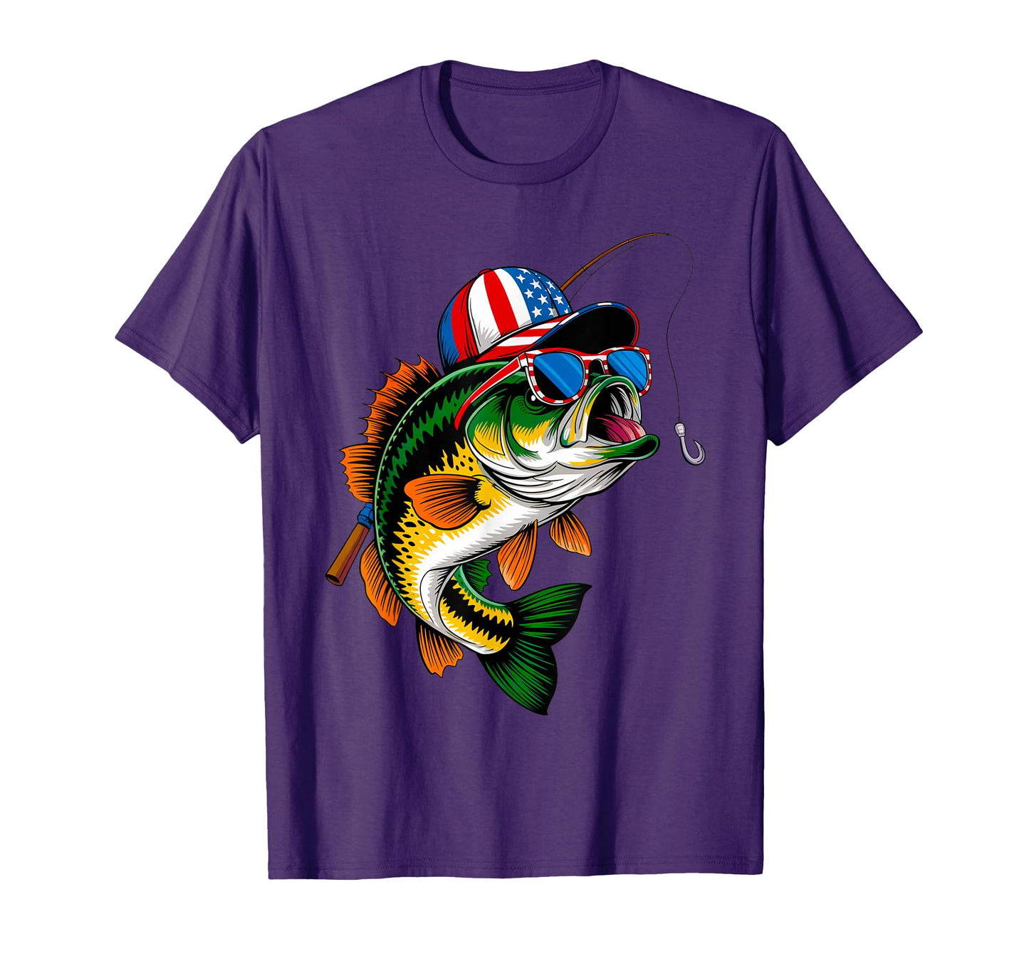 Funny Fishing & Fisherman Gift American Flag 4th of July T-Shirt