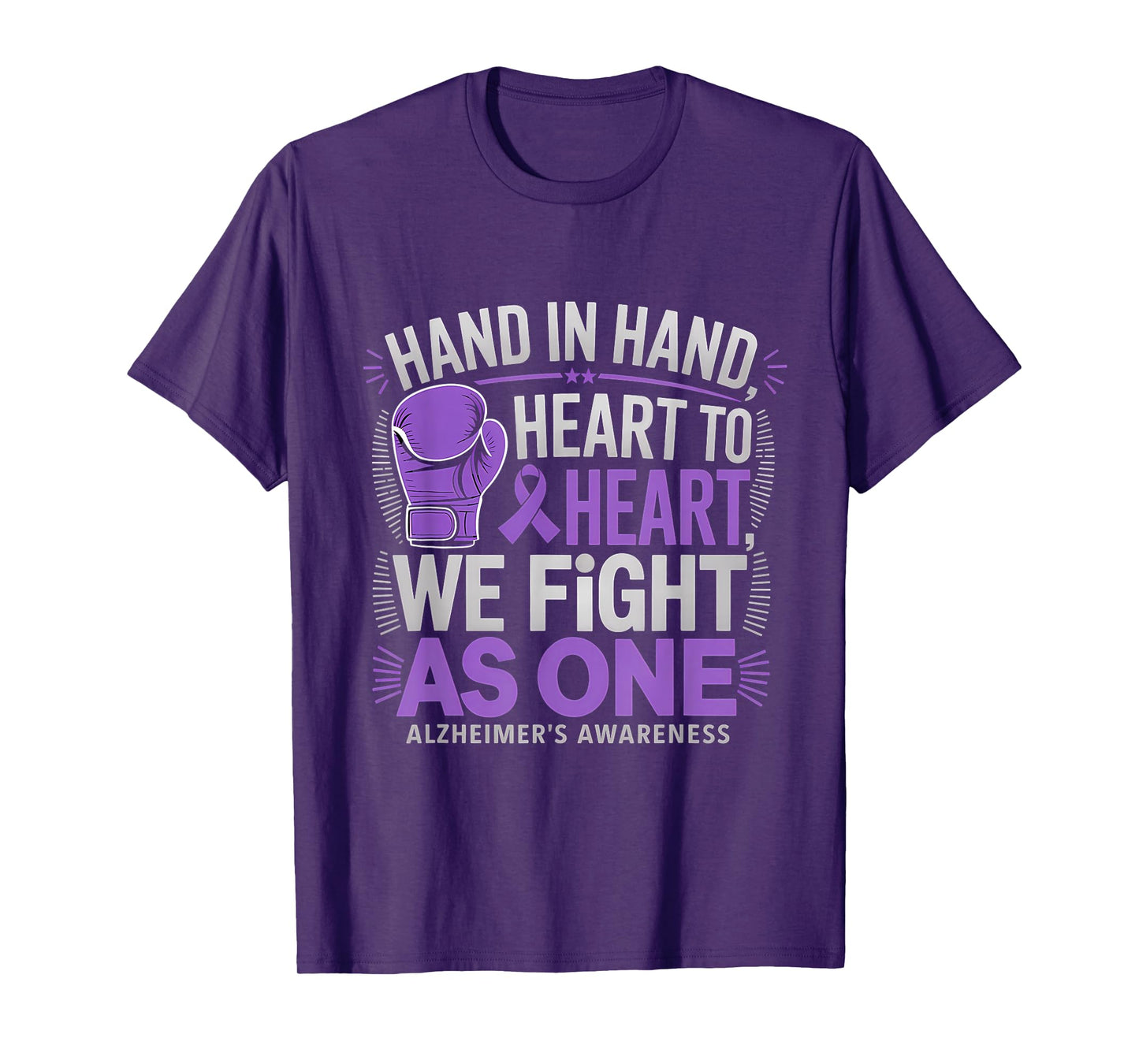 Alzheimer's Awareness We Fight As One Purple Ribbon Boxing T-Shirt