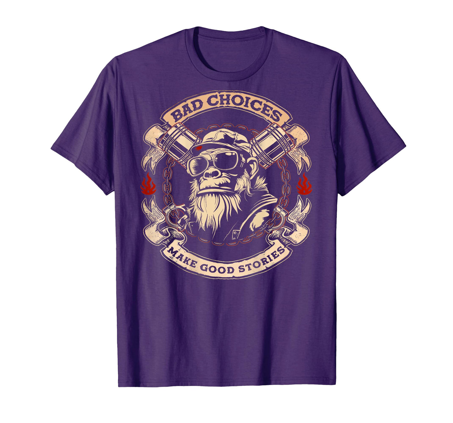 Bad Choices Make Good Stories Funny Monkey (On Back) T-Shirt