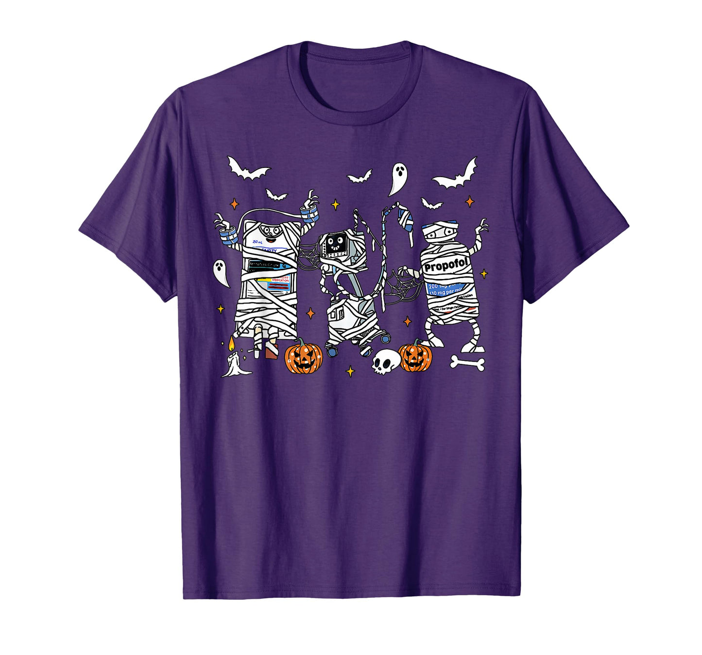 Halloween ICU Nurse Propofol Mummy NICU PICU Nurse Tech T-Shirt
