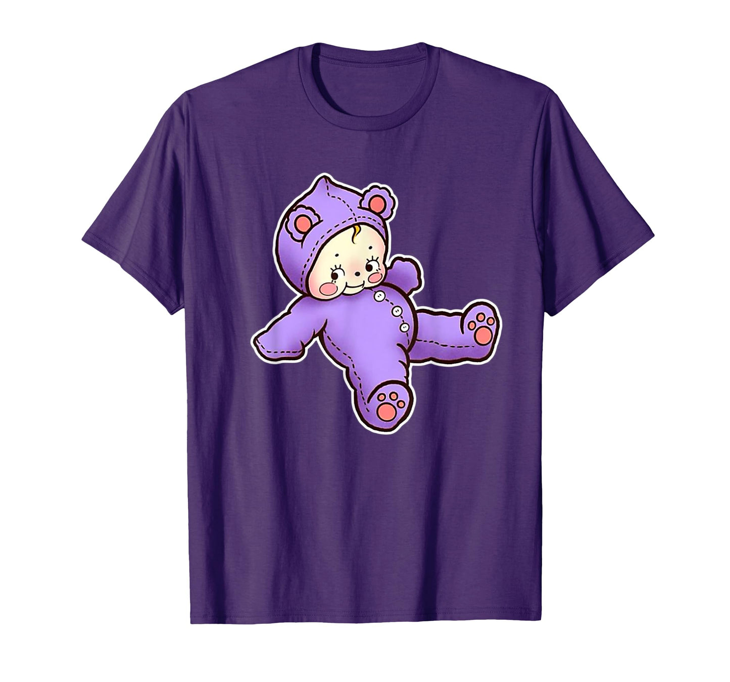 Urban Empyre Kewpie Baby Teddy Bear Cute Kewpie Doll T-Shirt, Small, Black