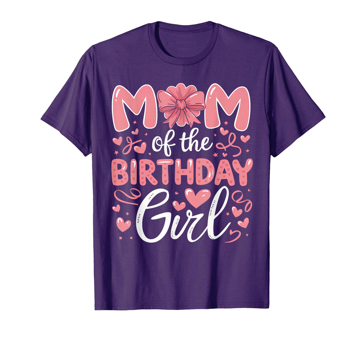 Mom Of The Birthday Girl Family Pink Coquette Bow B-day Girl T-Shirt