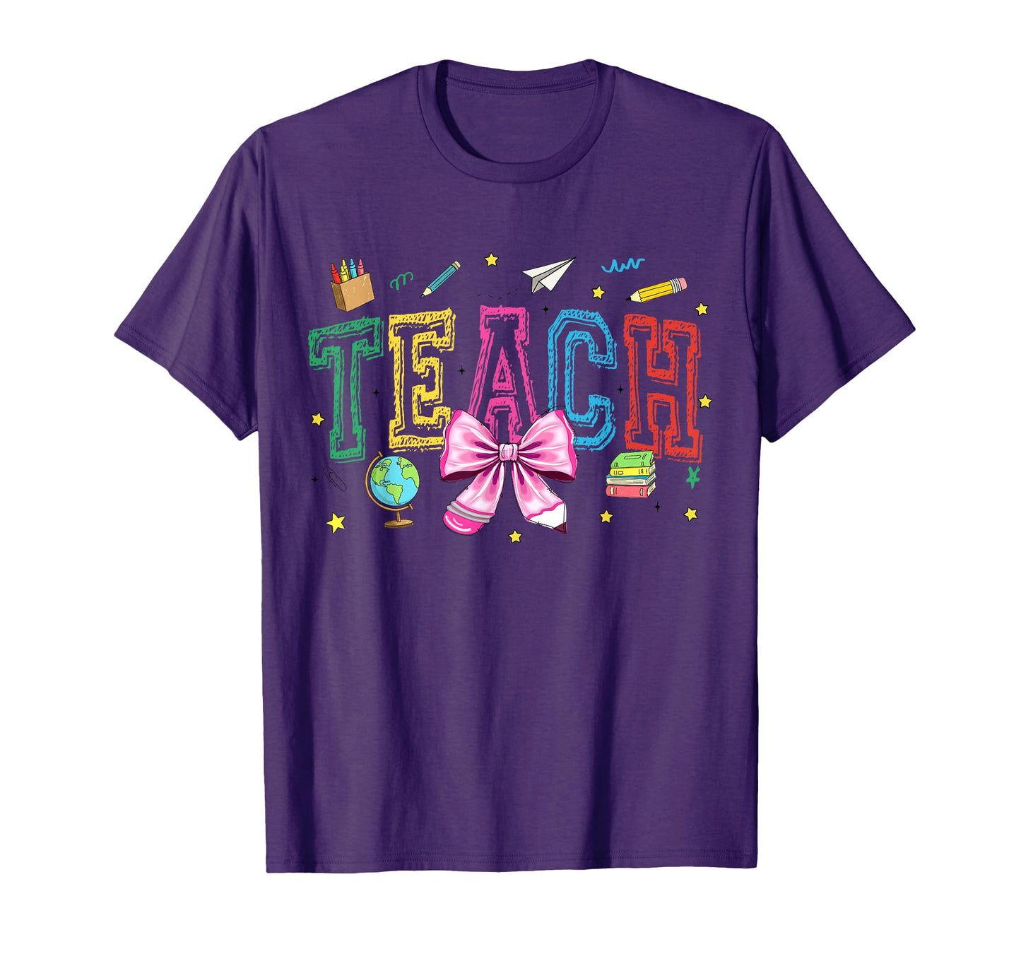 Girly Teach Coquette Bow Inspirational Teacher Appreciation T-Shirt