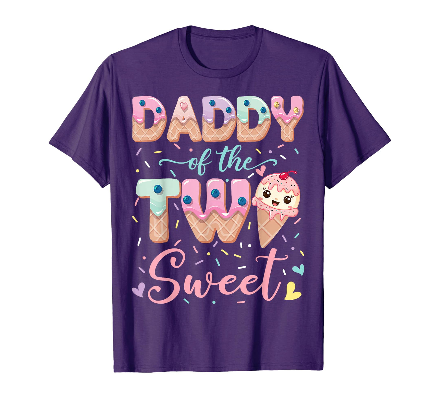 Daddy Of The Two Sweet Ice Cream Lover 2Nd Birthday Girl T-Shirt