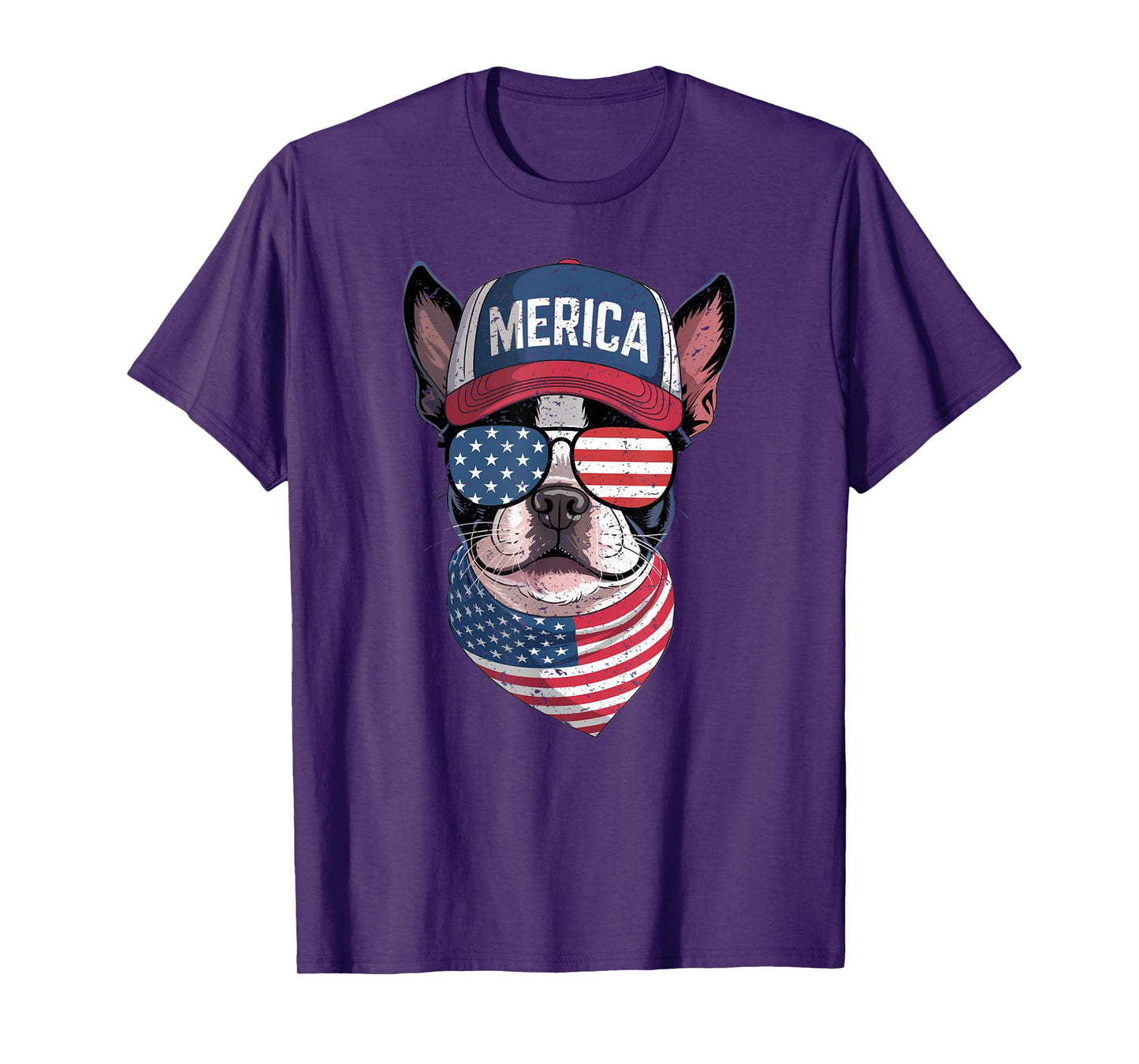 Boston Terrier 4th of July US Merica Bostie Dog Patriotic T-Shirt for Men Women Kids