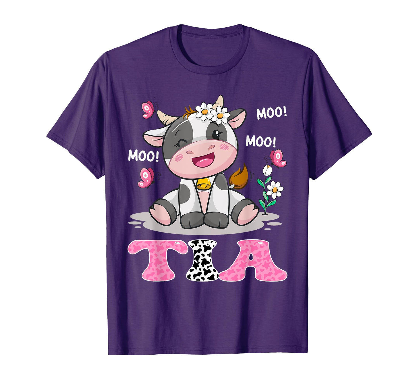 Tia Cute Cow Moo Moo Farmer Birthday Family Matching T-Shirt