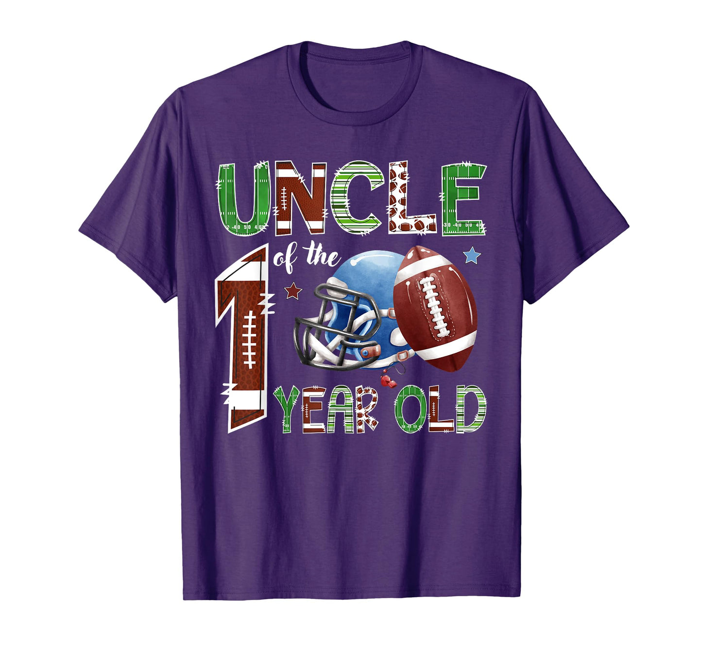 Uncle Of The 1 Year Old Football 1St Year Down Birthday T-Shirt