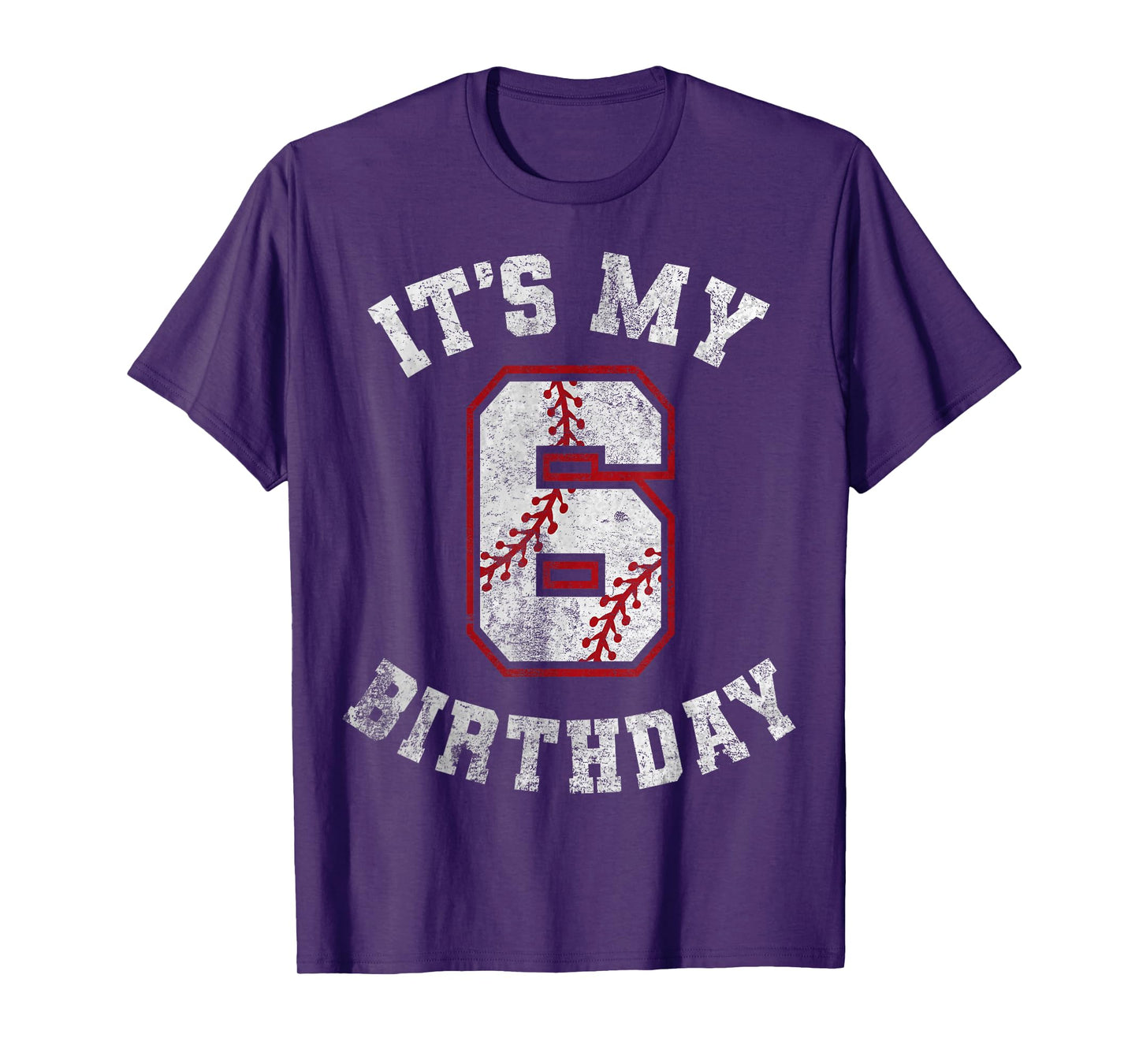 It's My 6th Birthday Baseball 6 Year Old Birthday Boys Kids T-Shirt