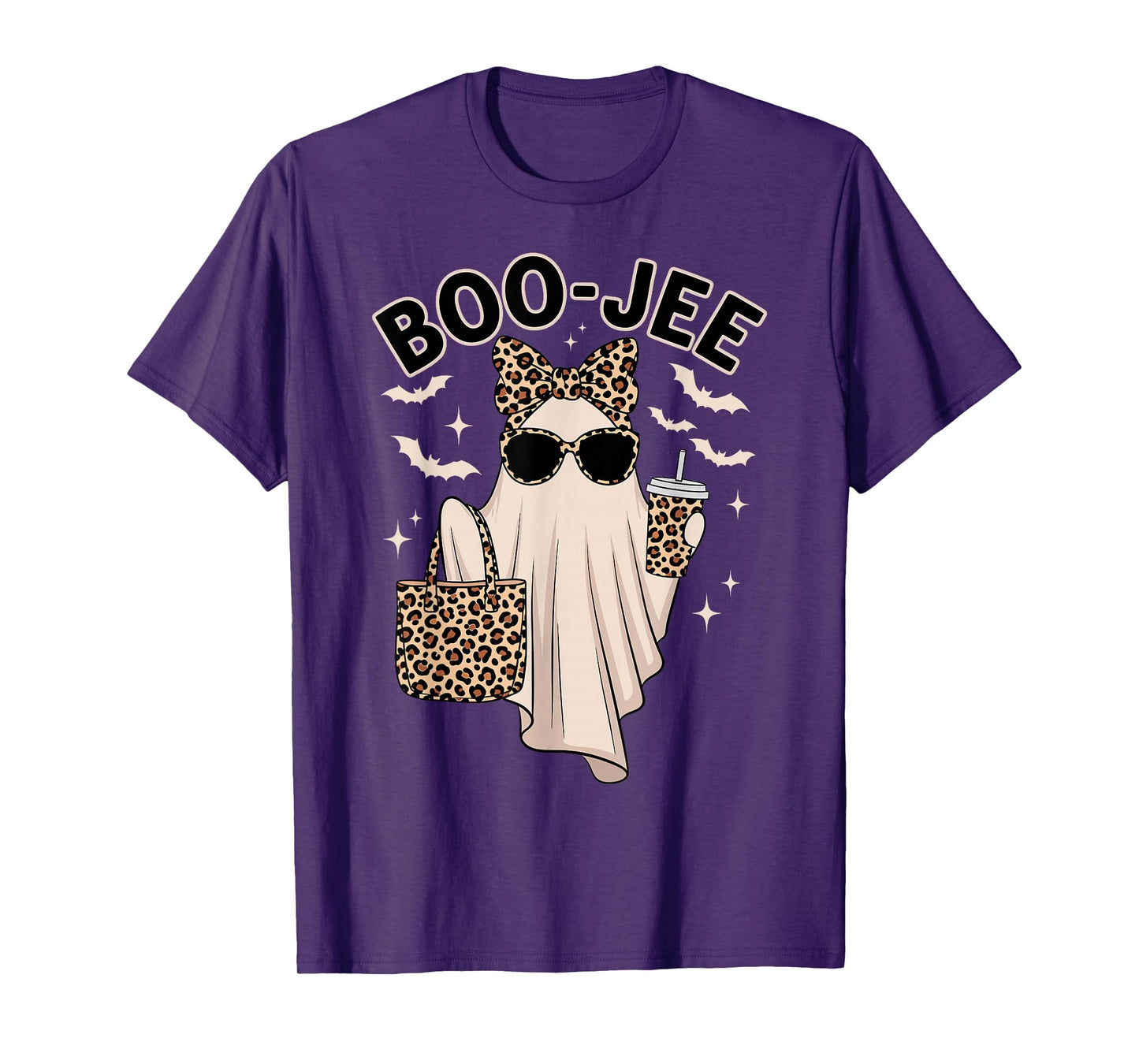 Coquette Leopard Boo-JEE Ghost Halloween Ghost Women Girls T-Shirt