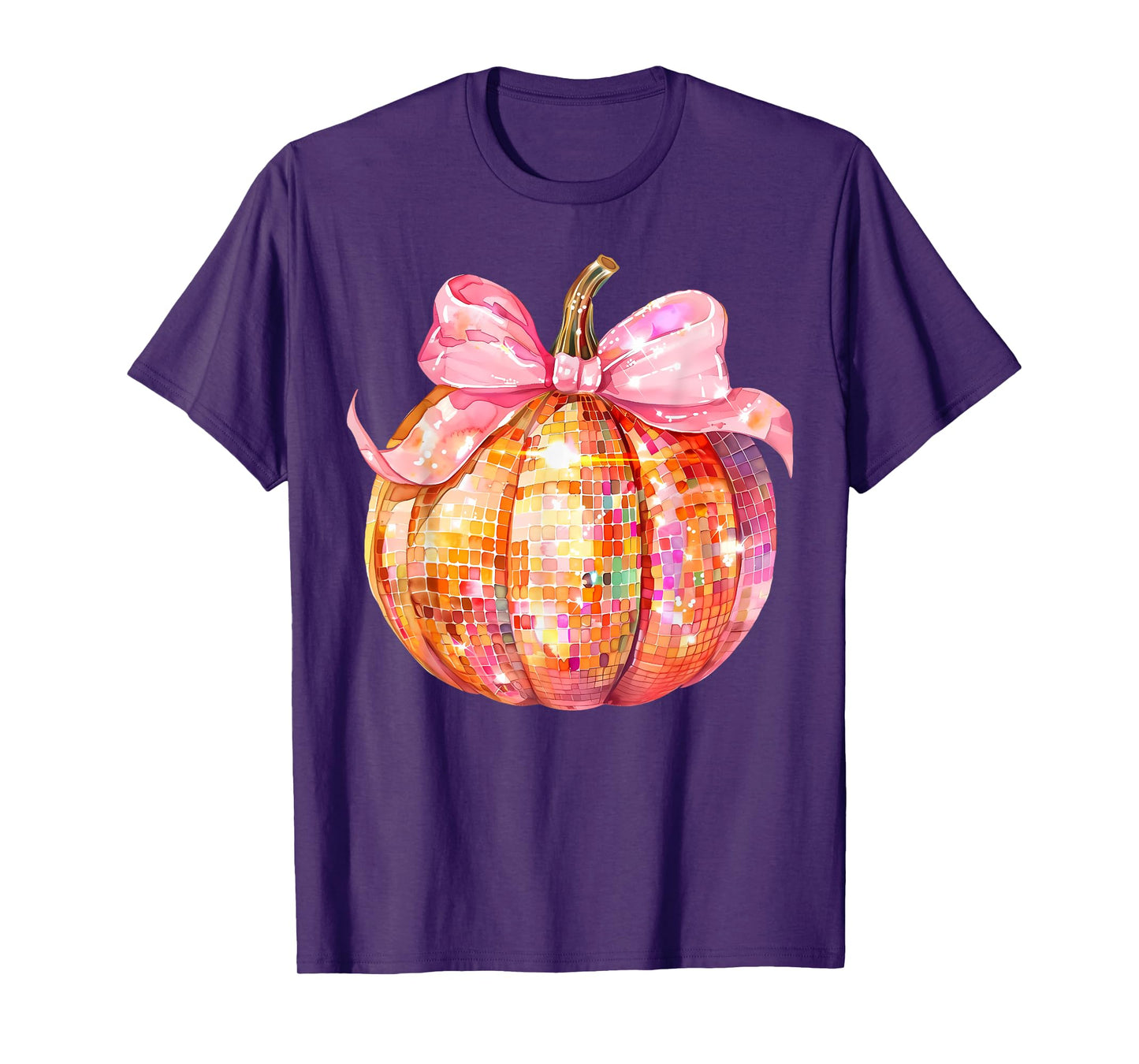 Coquette Pumpkin Bow Disco Ball Cute Girly Halloween Costume T-Shirt