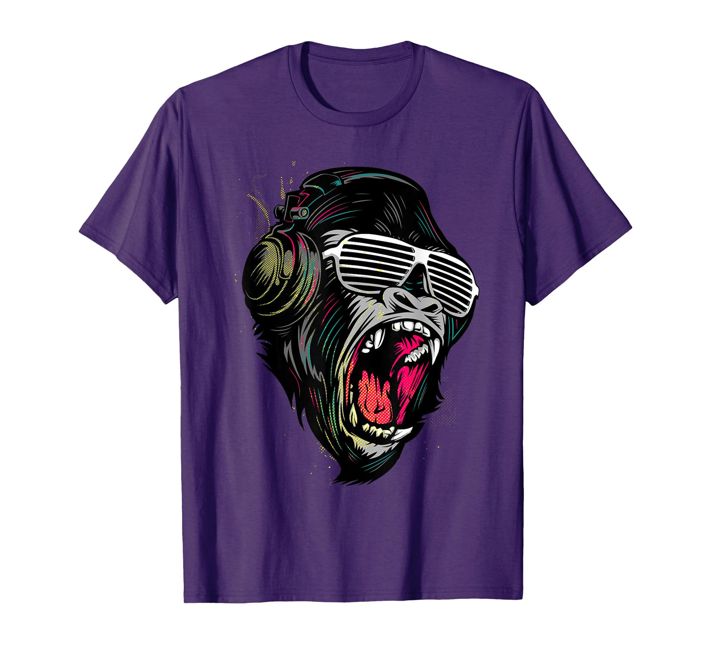 Cool Wild Illustration Monkey Listen To The Music Graphic T-Shirt