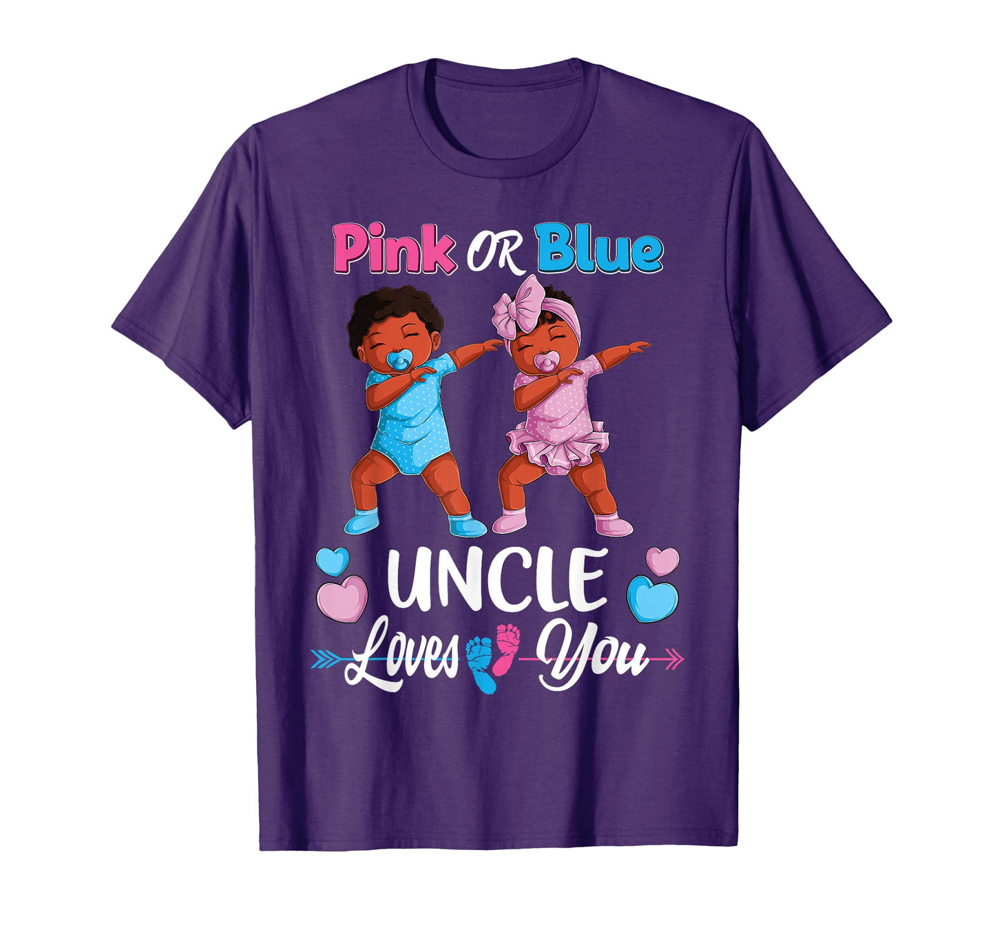 Pink Or Blue Uncle Loves You Black Baby Gender Reveal Party T-Shirt
