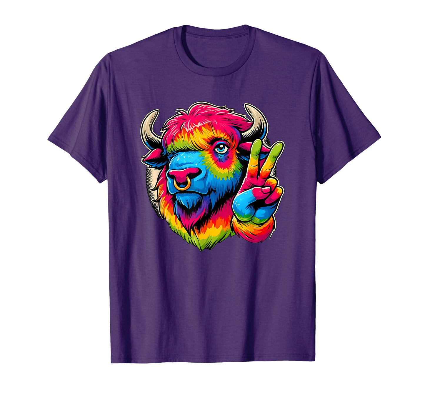 Peace Sign Tie Dye Bison T-Shirt