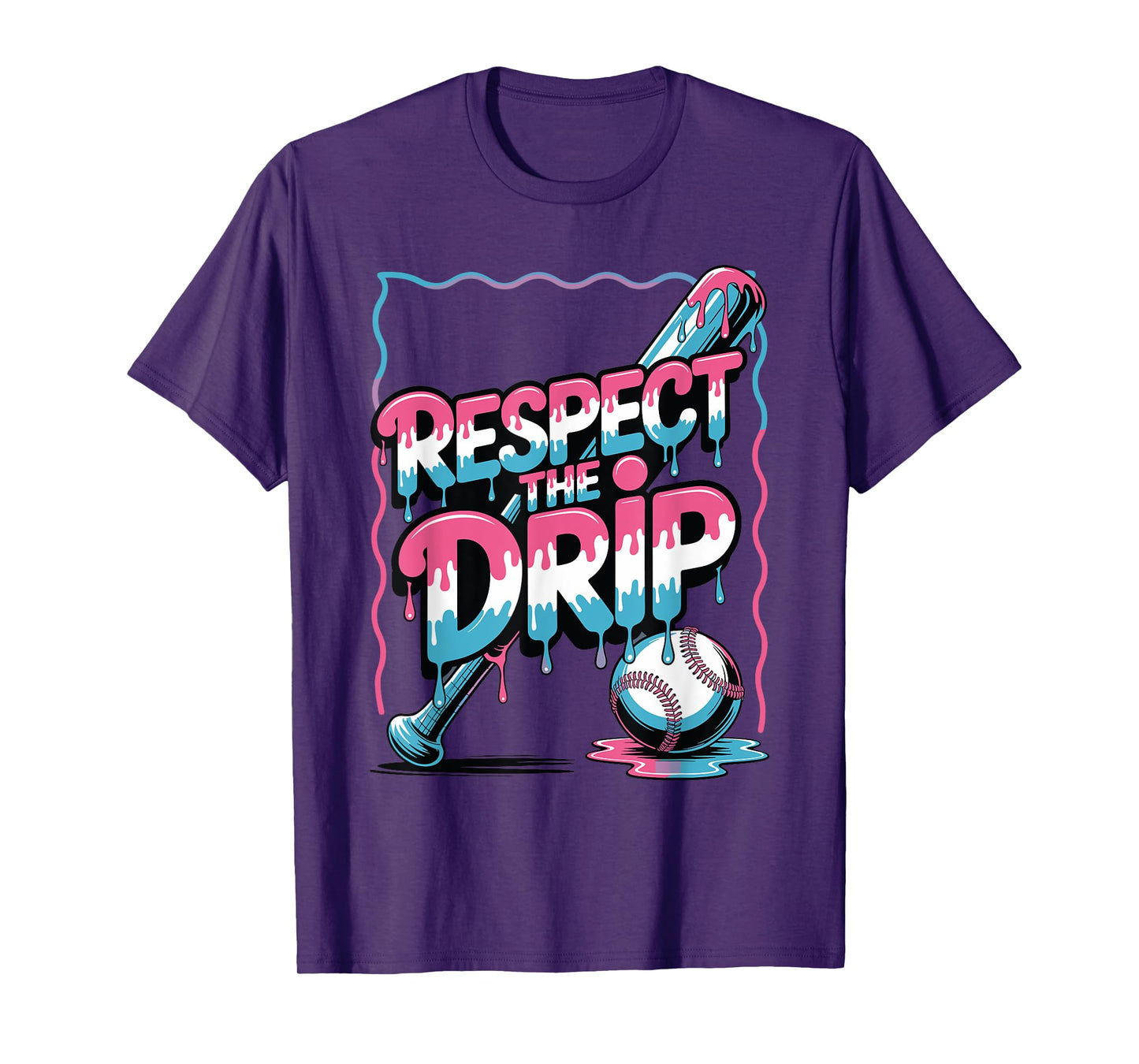 Respect The Drip Baseball Bat Ball Ice Cream Boys Kids T-Shirt