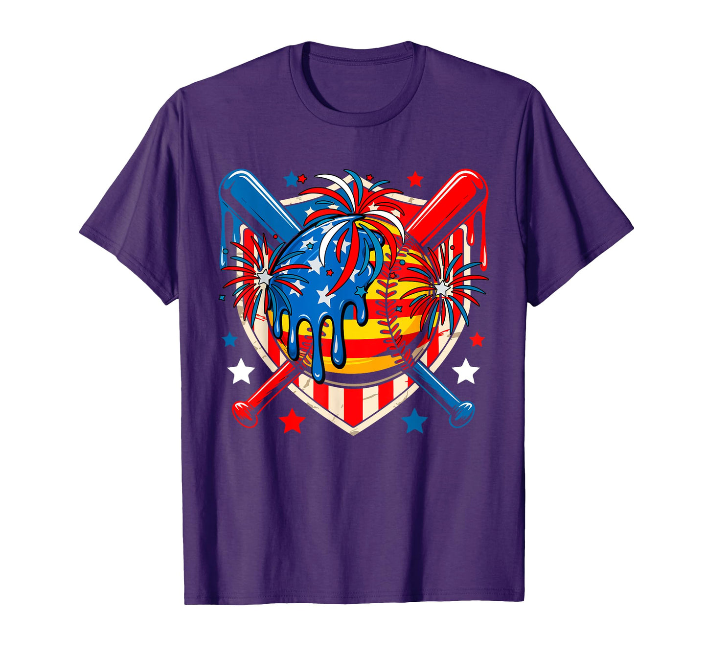 4th Of July Softball Costume Drip As Ice Cream Patriotic T-Shirt