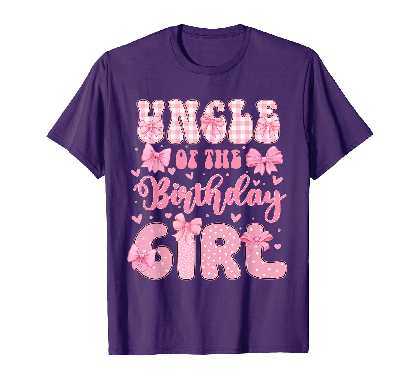 Uncle Of The Birthday Girl Family Pink Coquette Bow Bday T-Shirt