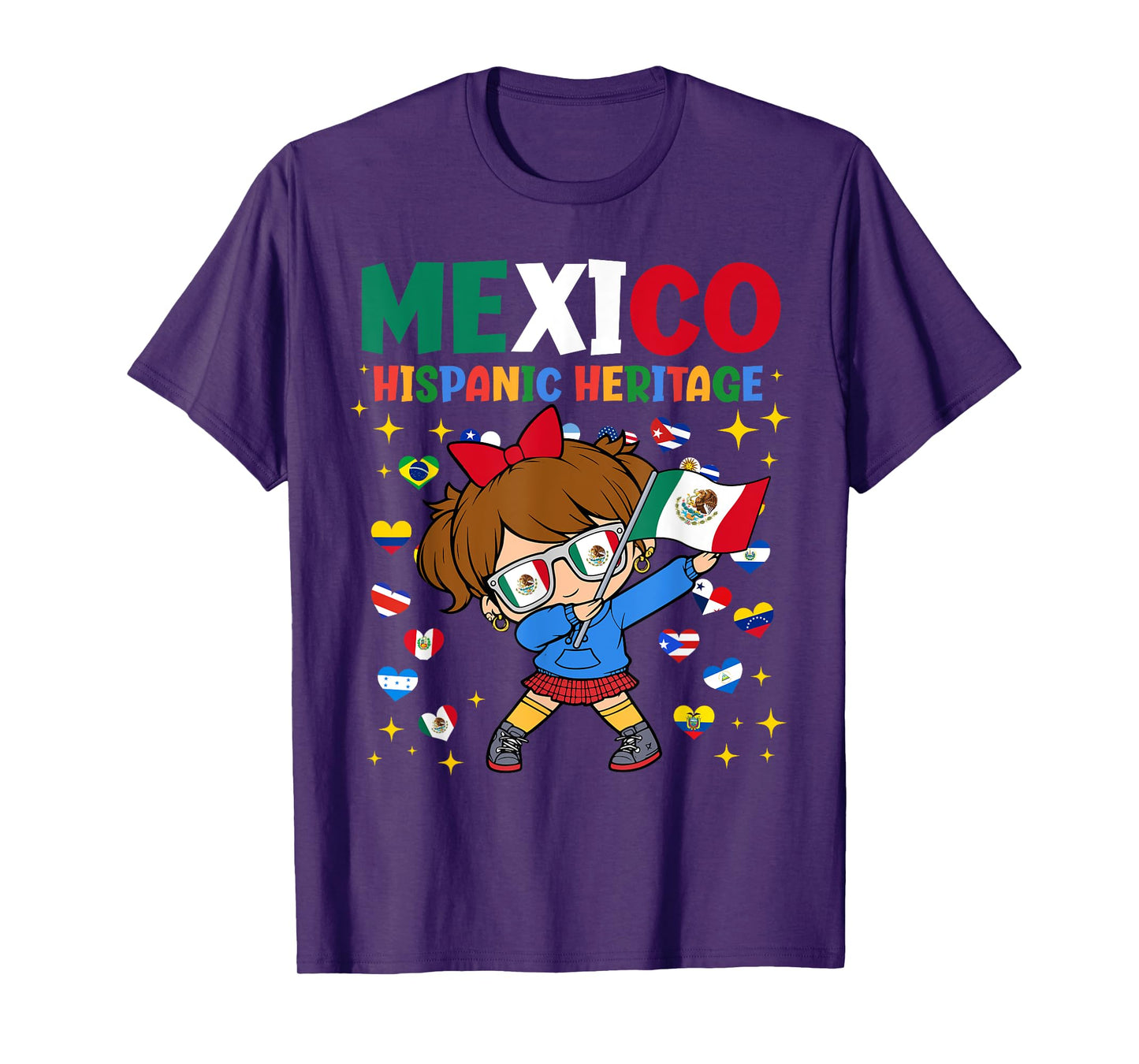 Hispanic Heritage Month Mexico Flag Mexican Girl Kids T-Shirt