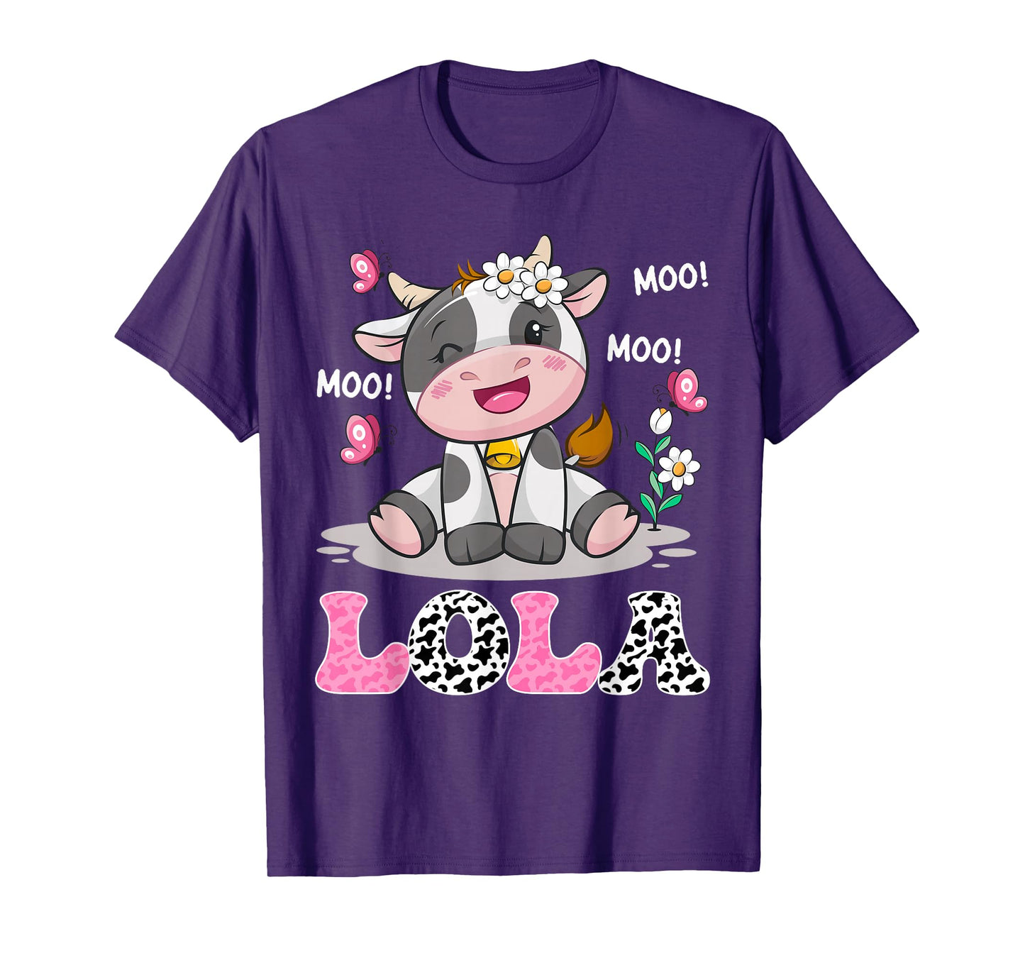 Lola Cute Cow Moo Moo Farmer Birthday Family Matching T-Shirt