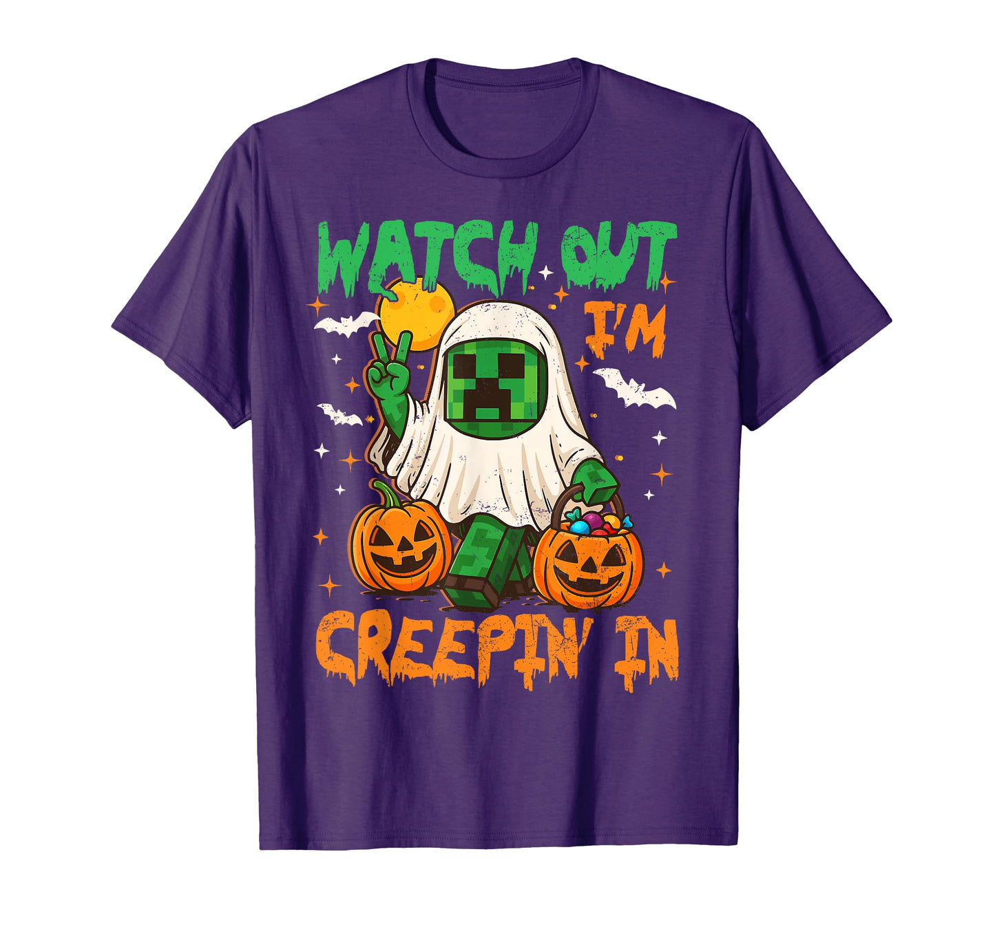 Halloween Costume Kid Boy Game Pixel Ghost Creepin In Spooky T-Shirt