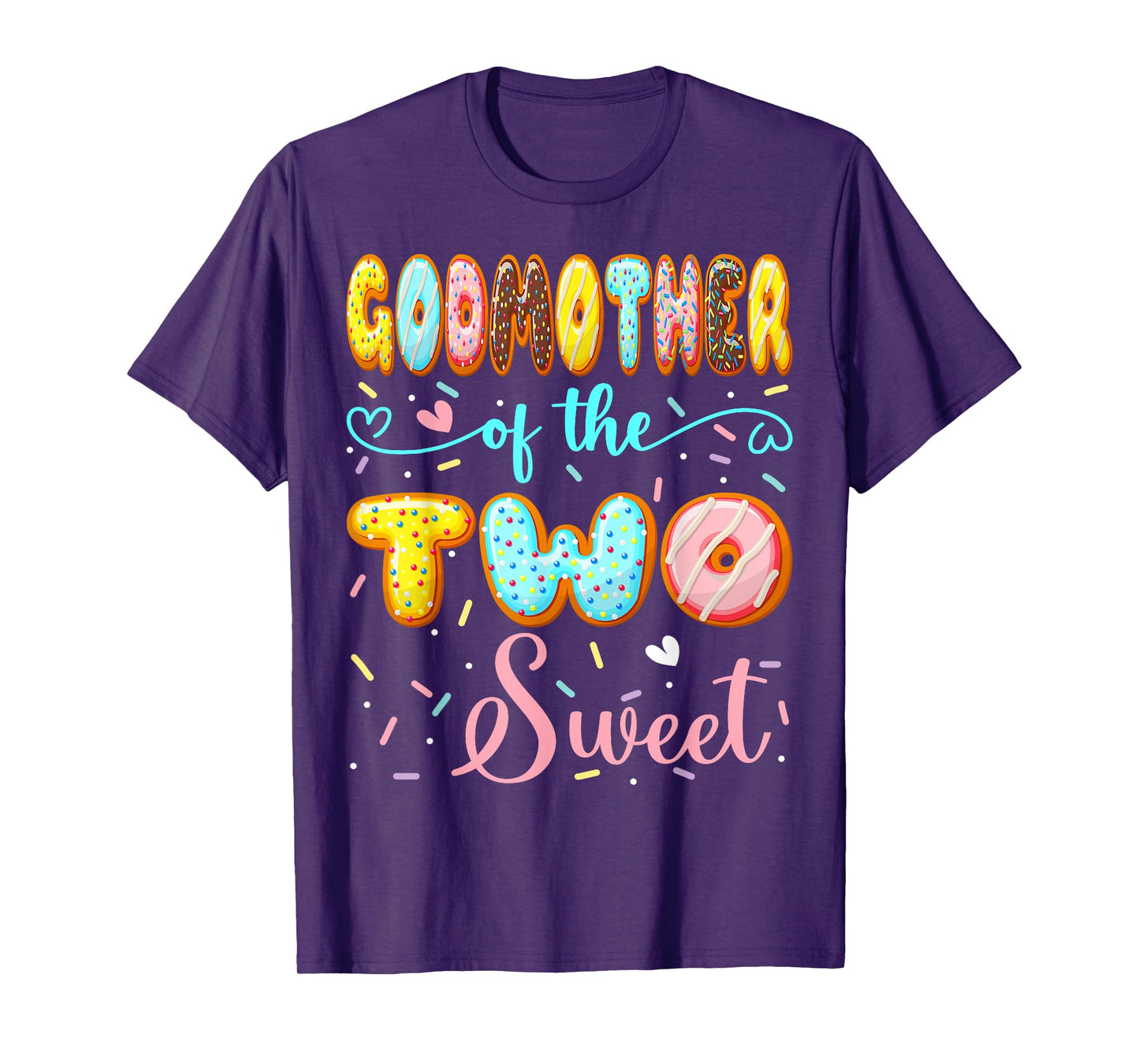 GodMother Of The Two Sweet 2Nd Birthday Girl Donut Party T-Shirt