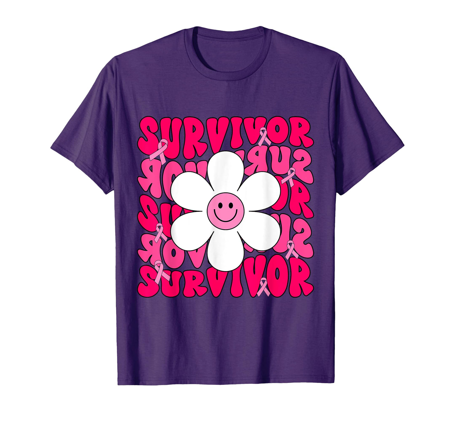 Survivor Breast Cancer Awareness Retro Groovy Breast Cancer T-Shirt