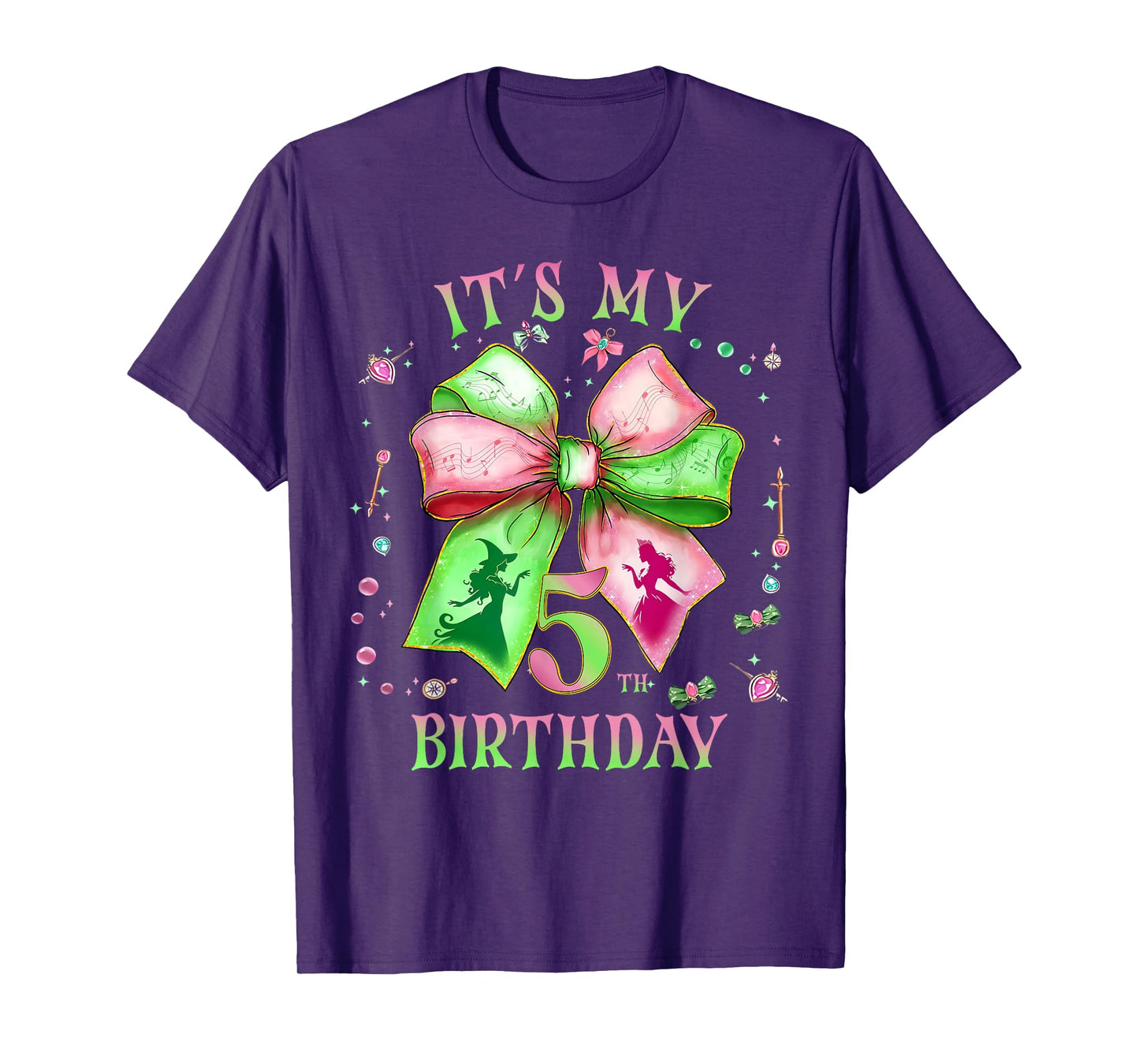 It's My 5th Birthday Girl Witch Pink And Green 5 Year Old T-Shirt