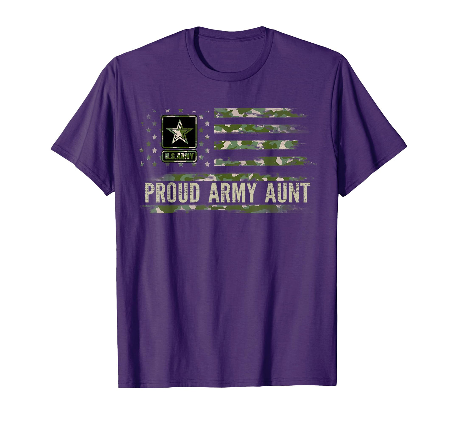 Vintage Proud Army Aunt Camo American Flag Veteran Gift T-Shirt