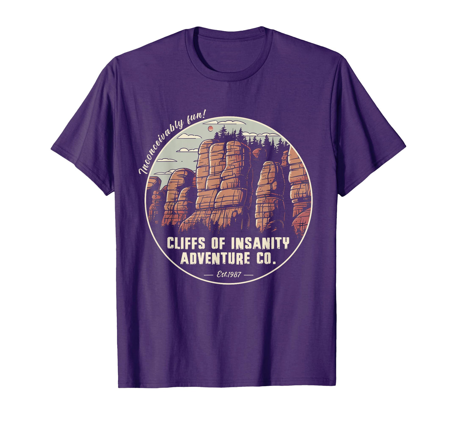 Volimty Shop Cliffs Of Vintage Movies Mountains Funny Costume Insanitys T-Shirt, Small, Black