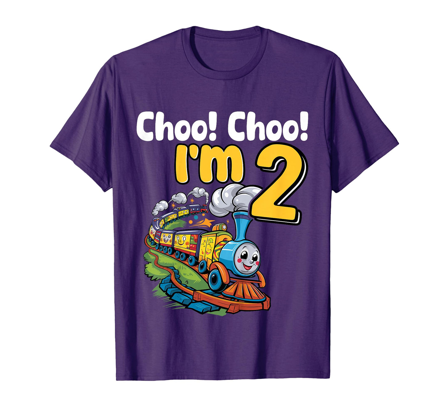 Train Choo Choo I'm 2 Years Old 2nd Birthday Party Train T-Shirt