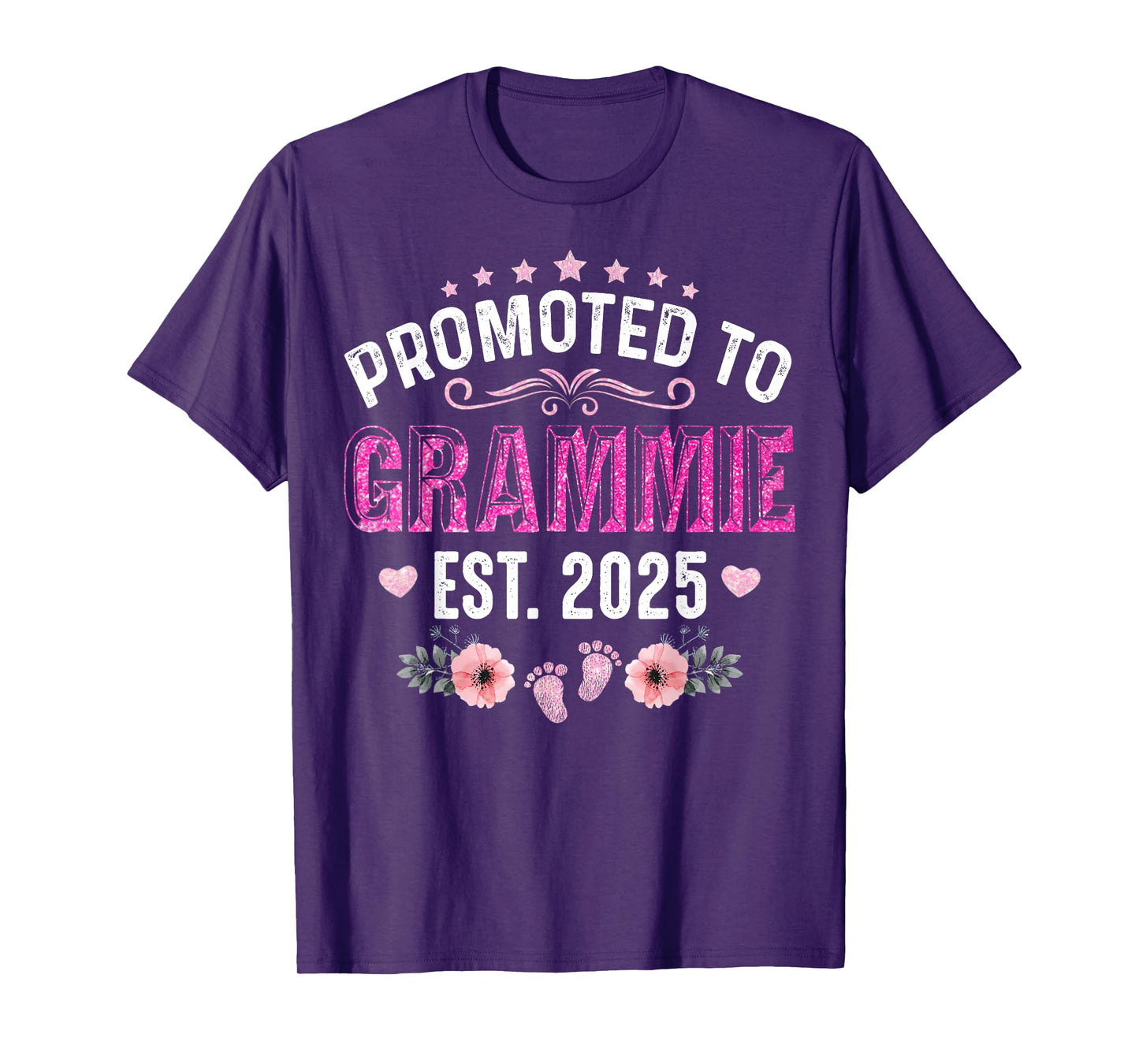 Promoted To Grammie Est. 2025 Funny Floral Mother's Day T-Shirt