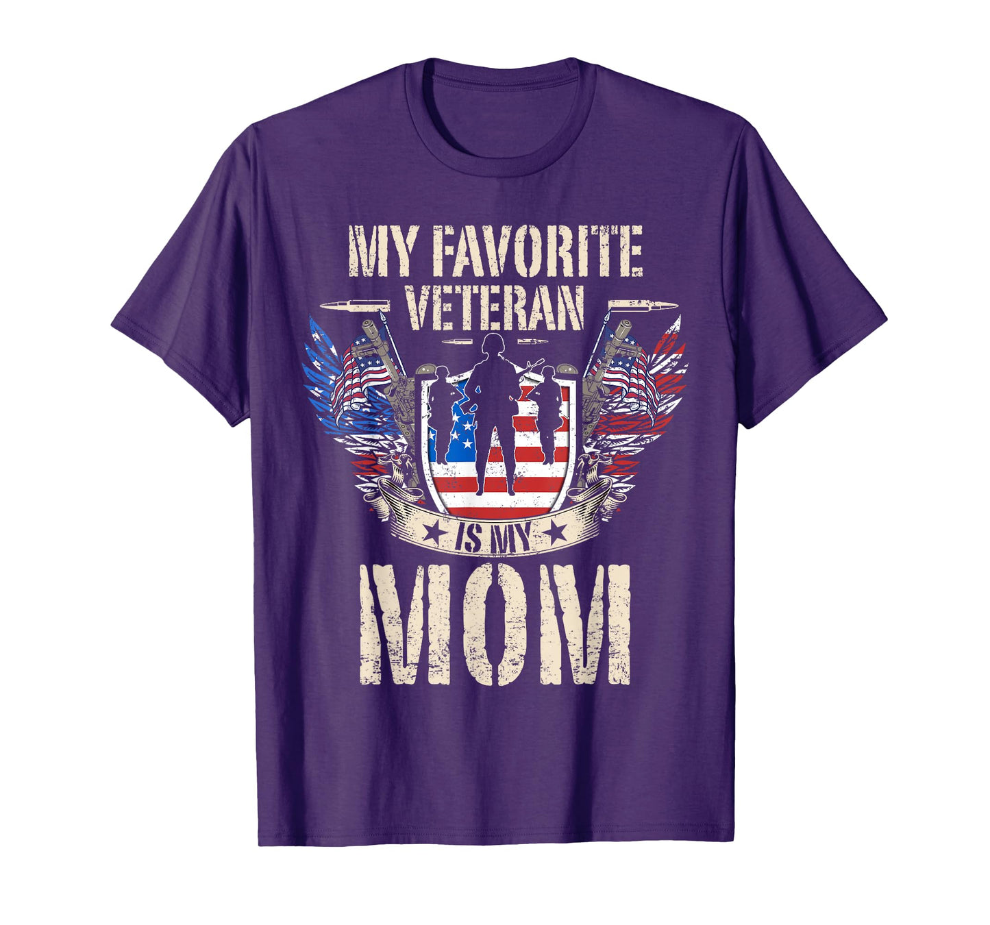 My Favorite Veteran Is My Mom Usa Flag Vintage Men Women T-Shirt