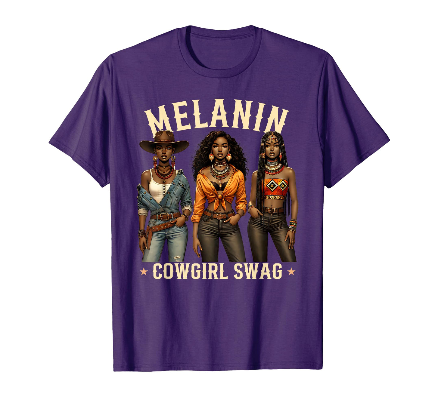 Melanin Cowgirls African Melanin Cowgirl Swag Black History T-Shirt